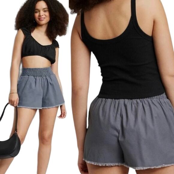 NWT Wild Fable High Waisted Elastic Pull On Shorts Charcoal Grey Size Small - Picture 1 of 7